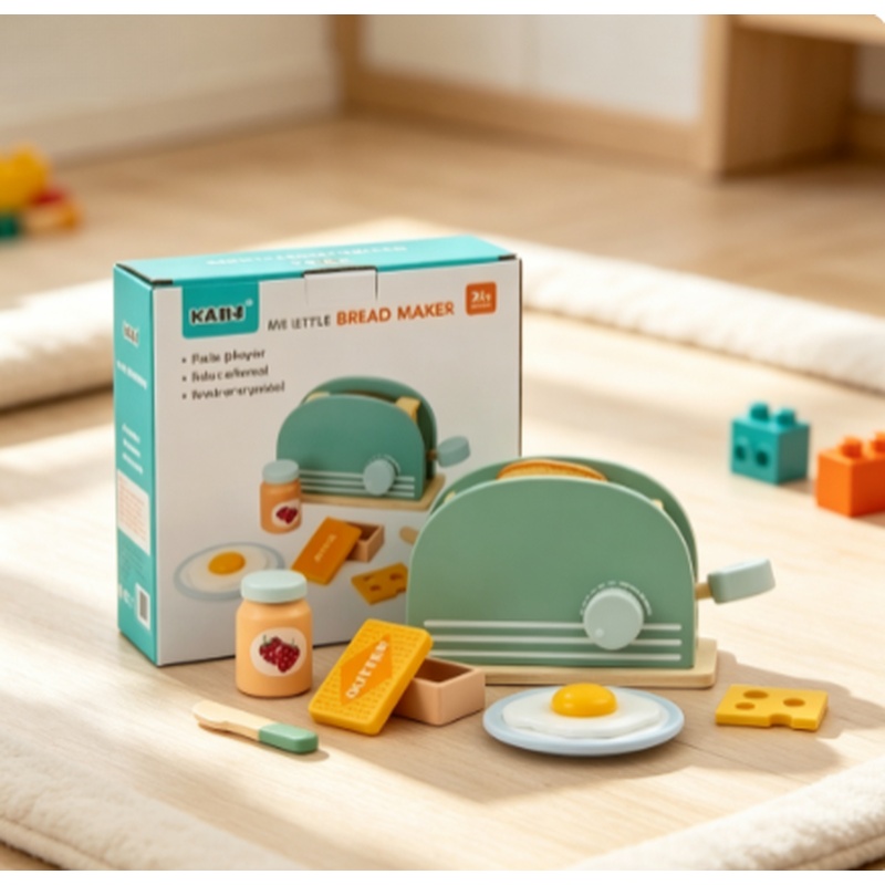 Kids Toys Kitchen Set - Wooden Simulation Toaster Toy Kids Pretend