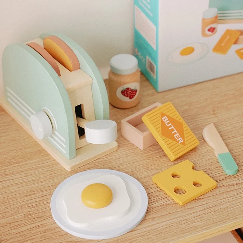 Wooden Simulation Toaster Toy  - Kids Toys Kitchen Set 评论和价格