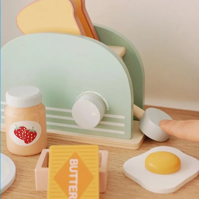 Wooden Simulation Toaster Toy  - Kids Toys Kitchen Set 评论和价格