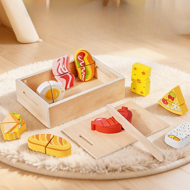 Wooden Cut and Stamp Food Simu - Kids Toys Kitchen Set 评论和价格