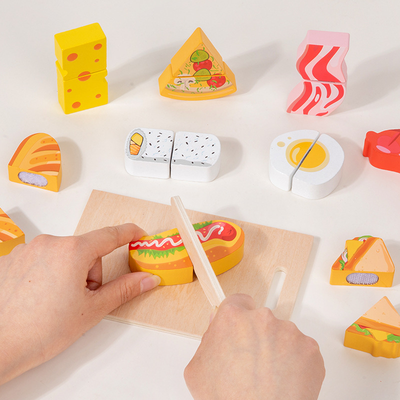 Wooden Cut and Stamp Food Simu - Kids Toys Kitchen Set 评论和价格